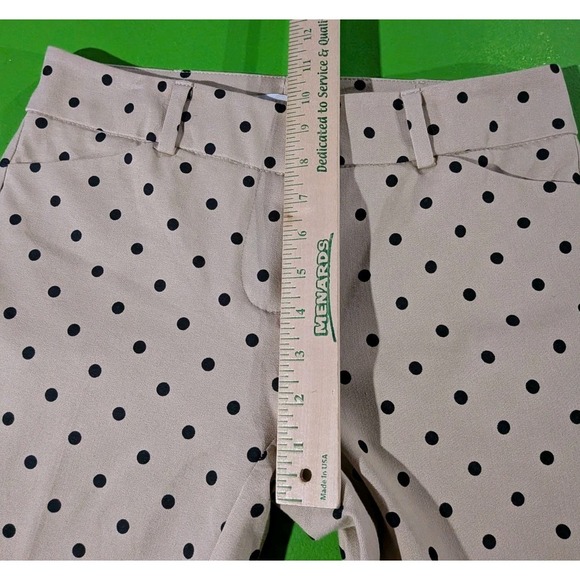 New York and Co. Tan Black Polka Dot Pants Slim Women's Size 4 - Picture 8 of 11